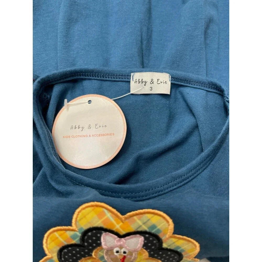Abby & Evie Appliquéd Turkey Long Sleeve Dress Size 3 New With Tag